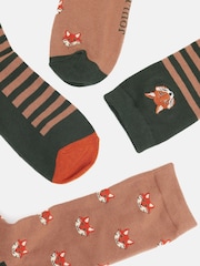 Joules Men's Kingsbury Green Socks 2 Pack (size 7-12) - Image 2 of 3