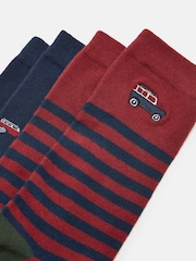 Joules Men's Kingsbury Red/Navy Socks 2 Pack (size 7-12) - Image 3 of 3