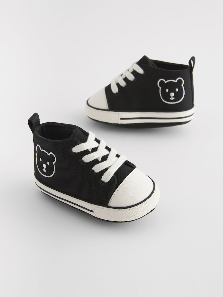 Black Bear High Top Lace-Up Baby Trainers (0-24mths) - Image 1 of 5