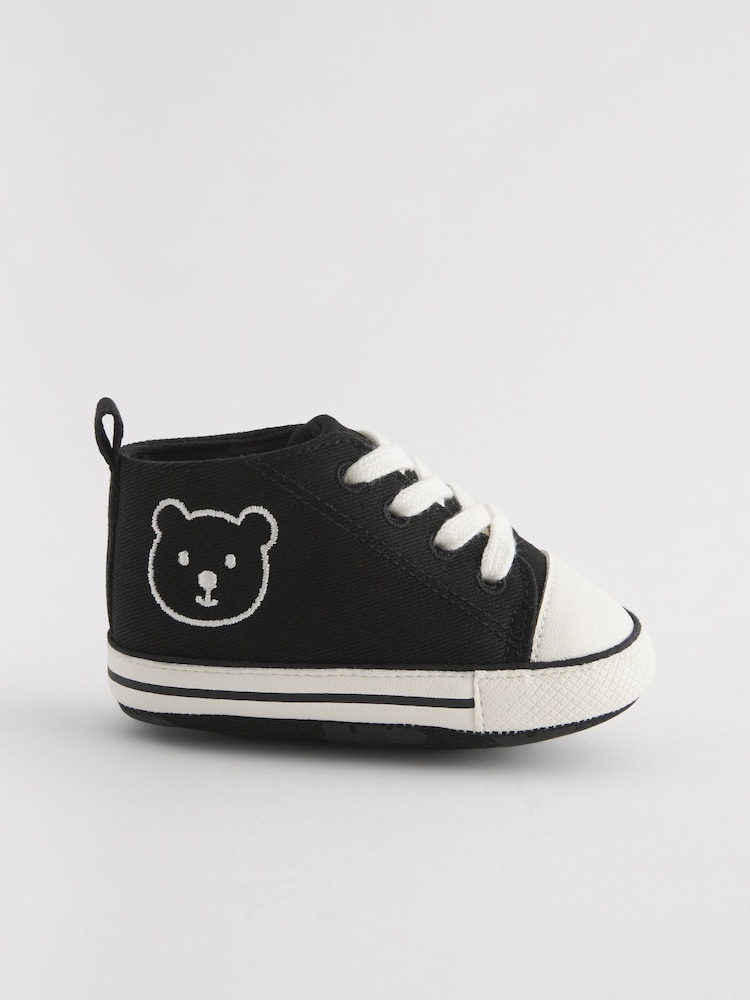 Black Bear High Top Lace-Up Baby Trainers (0-24mths) - Image 2 of 5