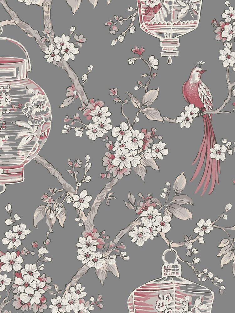 Vymura London Grey Exclusive To Next Japanese Chinoise Floral Wallpaper - Image 2 of 2 Vymura London Grey Exclusive To Next Japanese Chinoise Floral Wallpaper - Image 2 of 2