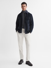 Reiss Navy Colins Corduroy Button-Through Overshirt - Image 3 of 4