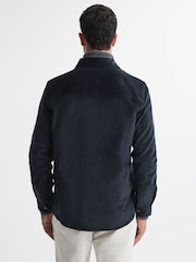 Reiss Navy Colins Corduroy Button-Through Overshirt - Image 4 of 4