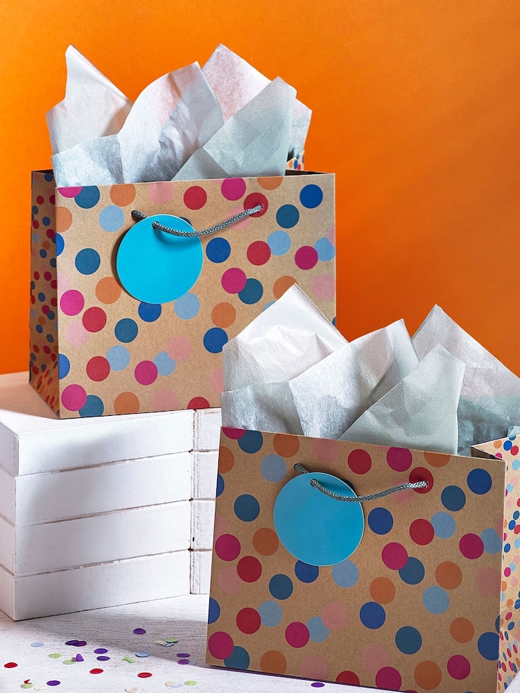 Set of 2 Multi Spot Craft Small Gift Bags - Image 1 of 3