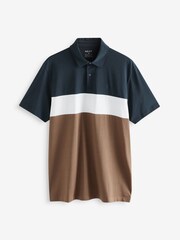Navy & Tan/Burgundy & Navy/White Regular Fit Short Sleeve Jersey Polo Shirts 3 Pack - Image 10 of 14