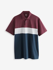 Navy & Tan/Burgundy & Navy/White Regular Fit Short Sleeve Jersey Polo Shirts 3 Pack - Image 11 of 14