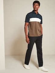 Navy & Tan/Burgundy & Navy/White Regular Fit Short Sleeve Jersey Polo Shirts 3 Pack - Image 2 of 14