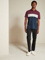 Navy & Tan/Burgundy & Navy/White Regular Fit Short Sleeve Jersey Polo Shirts 3 Pack - Image 6 of 14