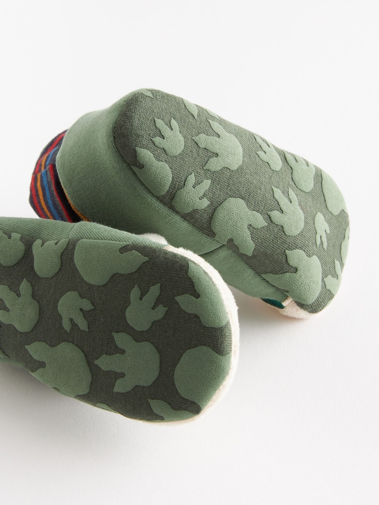 Green Dinosaur Print Sensory Sock Top Baby Booties (0-2mths) - Image 4 of 4
