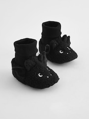 Black Halloween Bat Sensory Sock Top Baby Booties (0-2mths) - Image 1 of 4