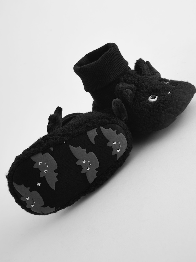 Black Halloween Bat Sensory Sock Top Baby Booties (0-2mths) - Image 4 of 4