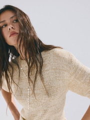Mango Cream Fine Knit Crew Jumper - Image 4 of 7
