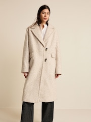 Ecru Cream Longline Bouclé Coat - Image 2 of 8