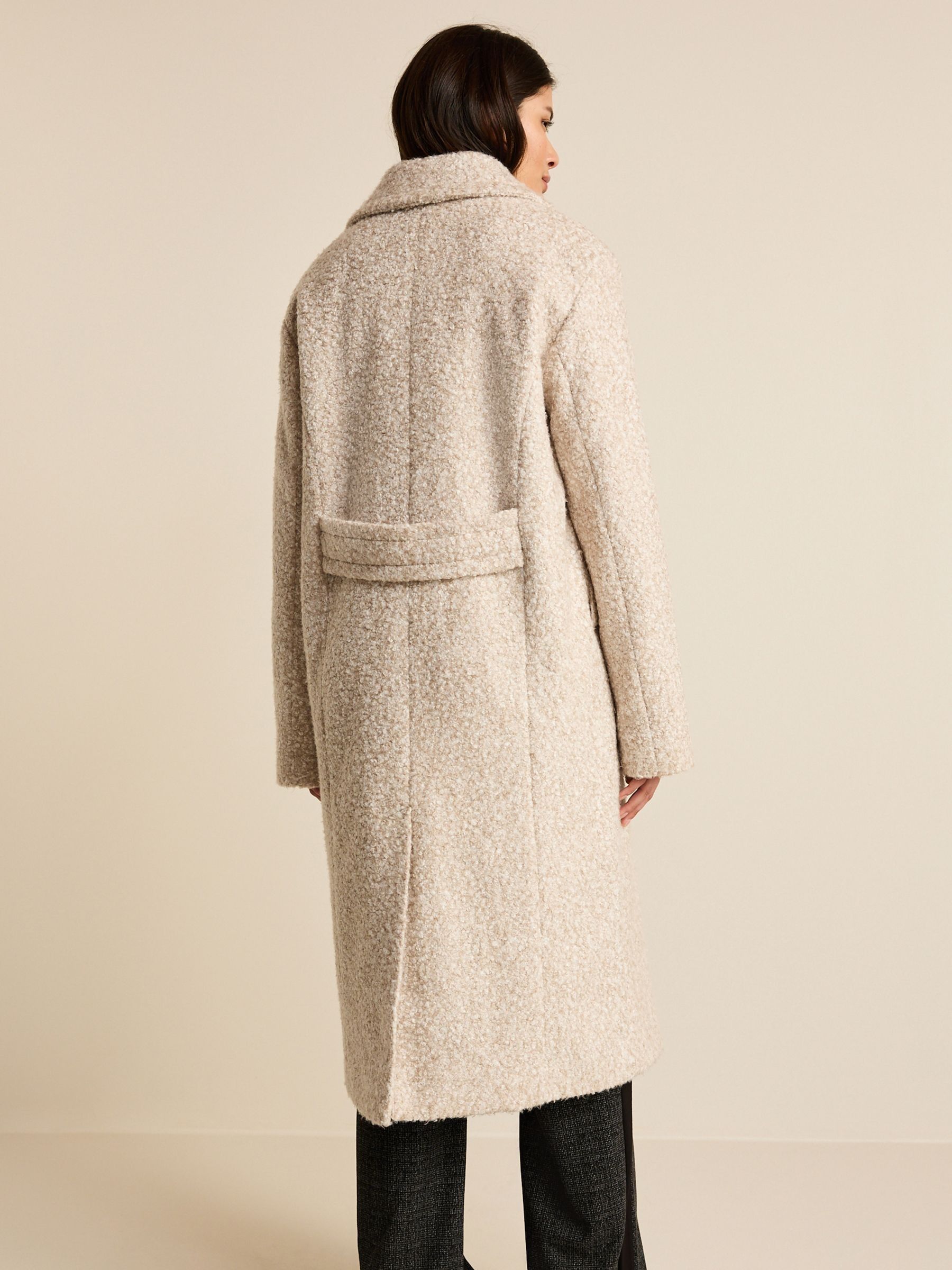 Buy Ecru Cream Longline Boucle Coat from Next Luxembourg