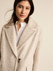 Ecru Cream Longline Bouclé Coat - Image 5 of 8