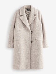 Ecru Cream Longline Bouclé Coat - Image 6 of 8