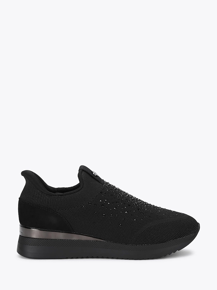 Carvela Black Arezzo Knit Embellished Trainers - Image 1 of 4 Carvela Black Arezzo Knit Embellished Trainers - Image 1 of 4