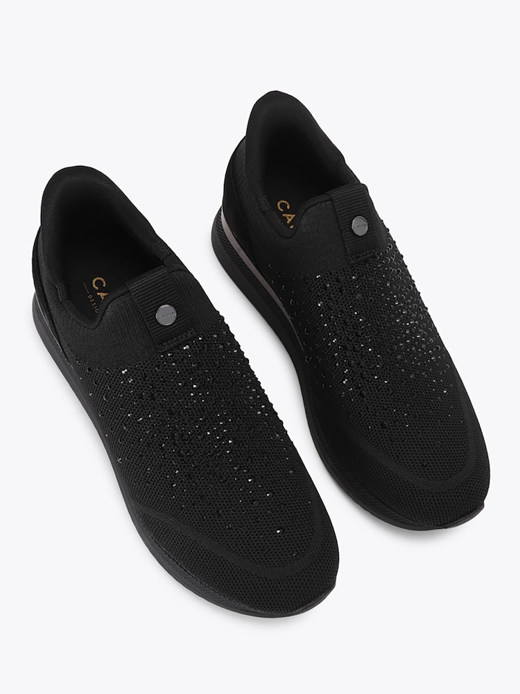 Carvela Black Arezzo Knit Embellished Trainers - Image 2 of 4 Carvela Black Arezzo Knit Embellished Trainers - Image 2 of 4