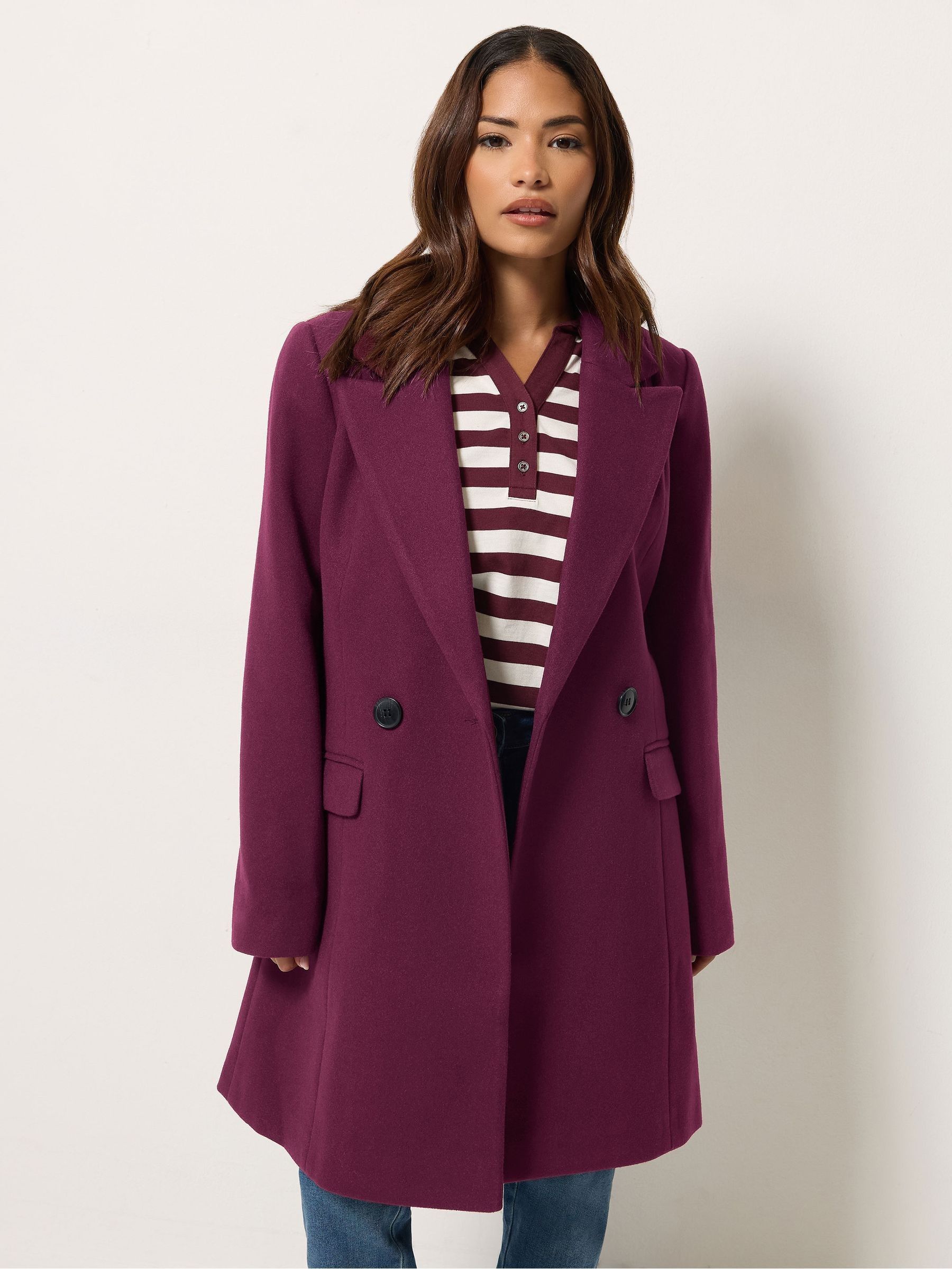 M&Co Women's Purple Petite Double Breasted Midi Tailored Coat In | : Size 18 - Image 1