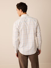 Ecru White/Blue Tattersall Easy Iron Button Down Oxford Shirt - Image 4 of 7