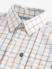 Ecru White/Blue Tattersall Easy Iron Button Down Oxford Shirt - Image 6 of 7