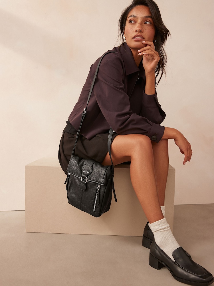 Black Utility Style Messenger Bag - Image 1 of 8