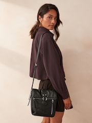 Black Utility Style Messenger Bag - Image 2 of 8