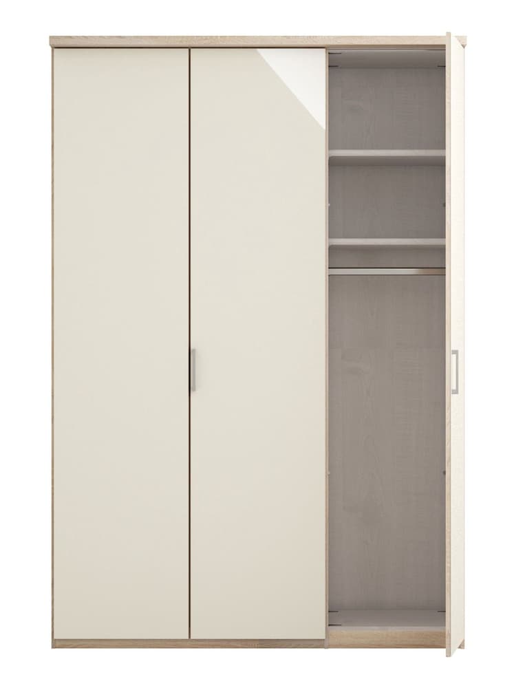Wiemann Peyton Rustic Oak / White Glass Semi Fitted Triple Wardrobe - Image 4 of 4