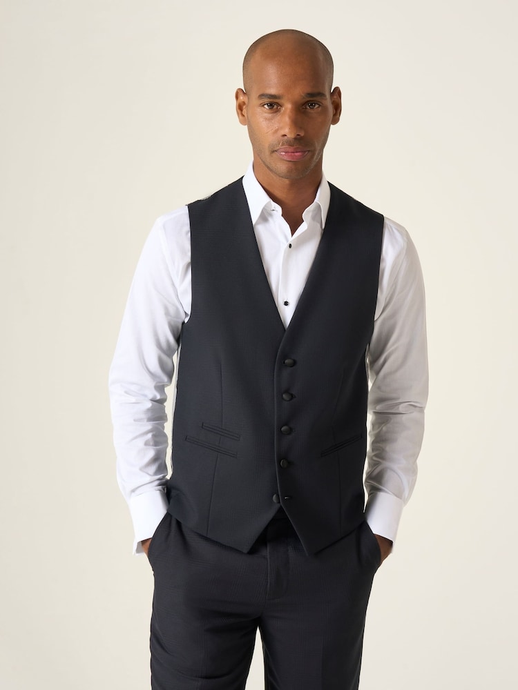 Skopes Black Newman Check Tailored Fit Suit Waistcoat - Image 1 of 5