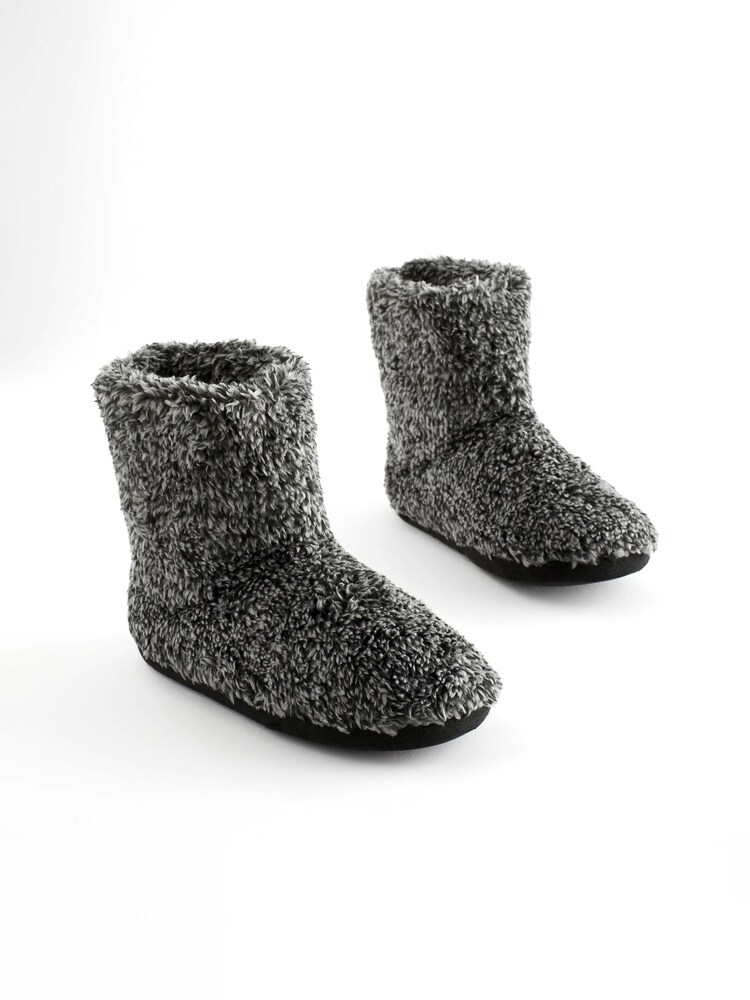 Charcoal Grey Warm Lined Slipper Boots - Image 1 of 7