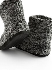 Charcoal Grey Warm Lined Slipper Boots - Image 6 of 7