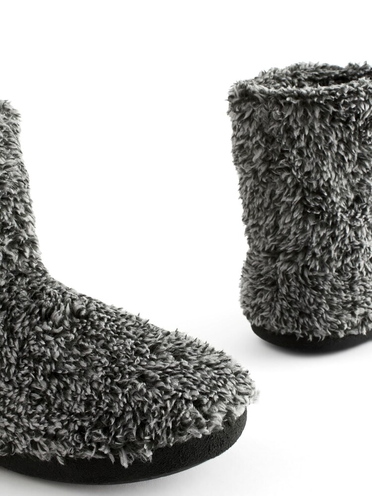 Charcoal Grey Warm Lined Slipper Boots - Image 7 of 7