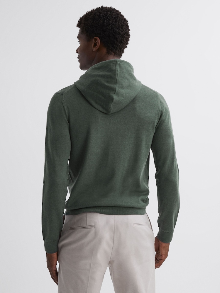 Reiss Ivy Green Holland Merino Wool Drawstring Hoodie - Image 1 of 4