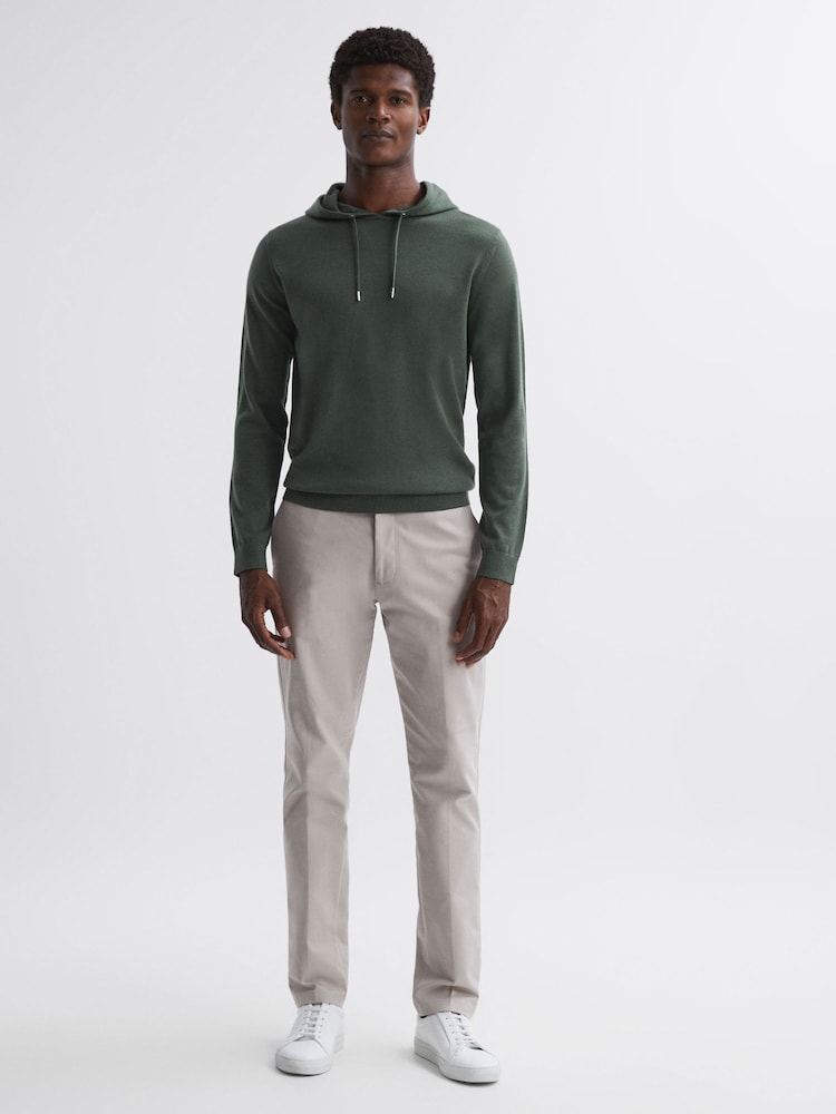 Reiss Ivy Green Holland Merino Wool Drawstring Hoodie - Image 2 of 4