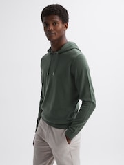 Reiss Ivy Green Holland Merino Wool Drawstring Hoodie - Image 3 of 4