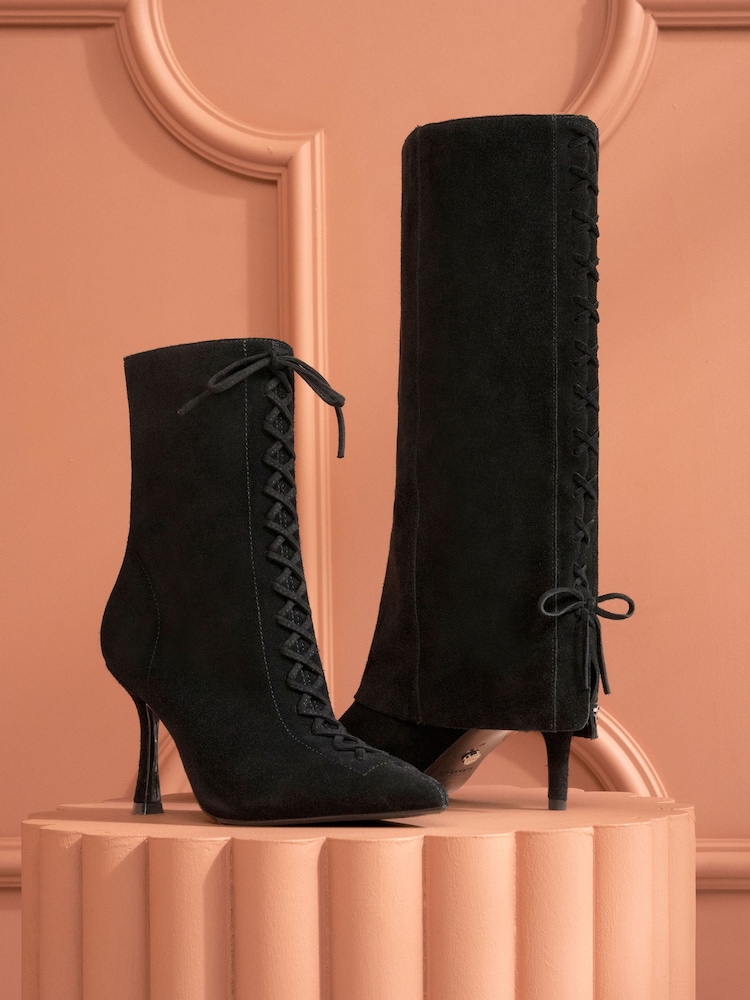 Carvela Black Vittoria Cuff Suede Knee Boots - Image 1 of 5 Carvela Black Vittoria Cuff Suede Knee Boots - Image 1 of 5