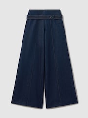 Reiss Dark Blue Lianna Belted Wide Leg Jeans - Image 2 of 8