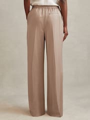 Reiss Gold Cole Satin Drawstring Wide Leg Trousers - Image 4 of 5