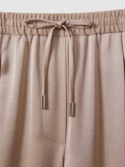 Reiss Gold Cole Satin Drawstring Wide Leg Trousers - Image 5 of 5