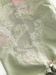 Sage Green Embroidered Parachute Pull On Cargo Trousers - Image 5 of 5