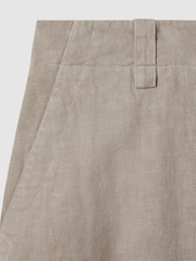 Reiss Light Khaki Demi Linen Wide Leg Garment Dyed Trousers - Image 6 of 6