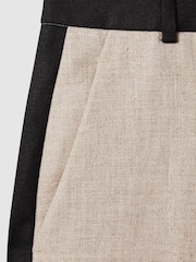 Reiss Neutral Luella Colourblock Linen Wide Leg Trousers - Image 6 of 6