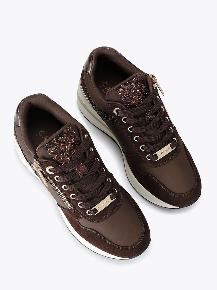 Carvela Brown High Rise Embellished Trainers - Image 2 of 4 Carvela Brown High Rise Embellished Trainers - Image 2 of 4