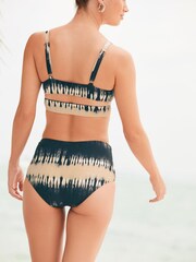 Navy/Neutral Tie Dye Cut Out Bikini Top - Image 2 of 6