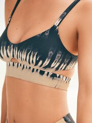 Navy/Neutral Tie Dye Cut Out Bikini Top - Image 4 of 6