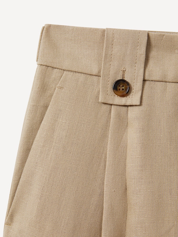 Reiss Light Khaki Leila Linen Front Pleat Trousers - Image 6 of 6