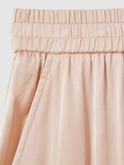 Reiss Champagne Yara Satin Elasticated Waist Wide Leg Trousers - Image 5 of 5