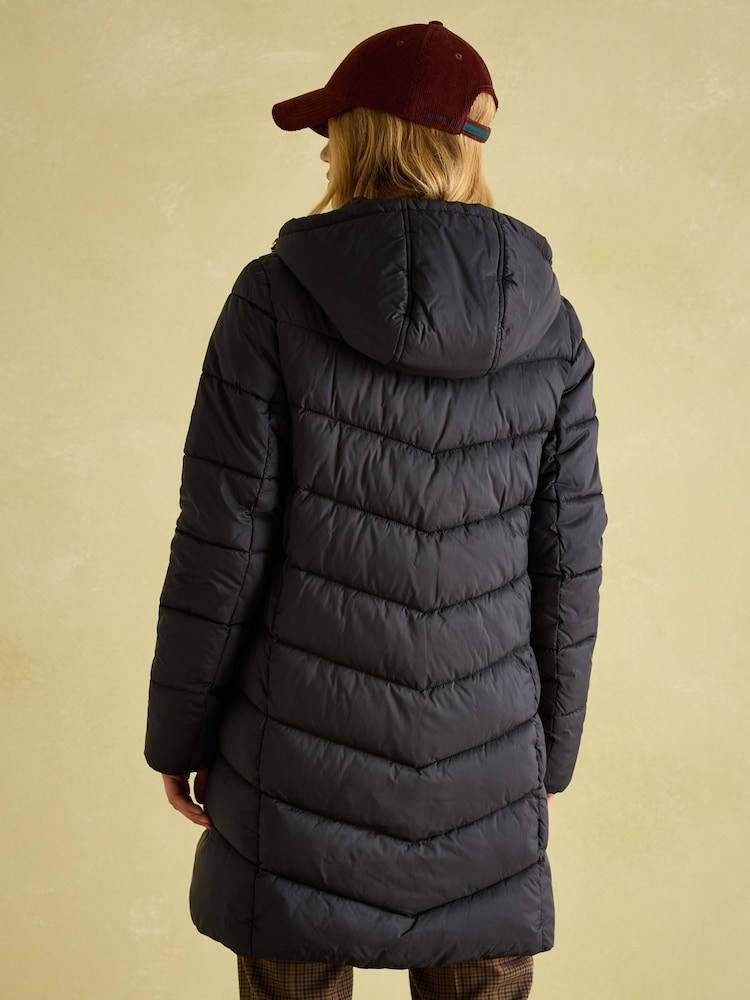 Joules Moorsdale Black Mid Length Showerproof Padded Coat - Image 2 of 7