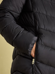 Joules Moorsdale Black Mid Length Showerproof Padded Coat - Image 4 of 7