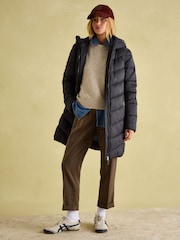 Joules Moorsdale Black Mid Length Showerproof Padded Coat - Image 5 of 7